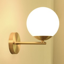 Modern Glass Ball Copper Bedroom Bedsides Wall Lights American Simple Copper Stair Case Corridor Wall Lamp