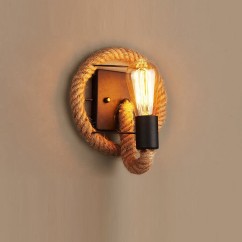 American Hemp Rope Circle Bedroom Wall Lamp Retro Metal Corridor Wall Sconces Pastoral Bar Counter Club Wall Lighting Fixtures