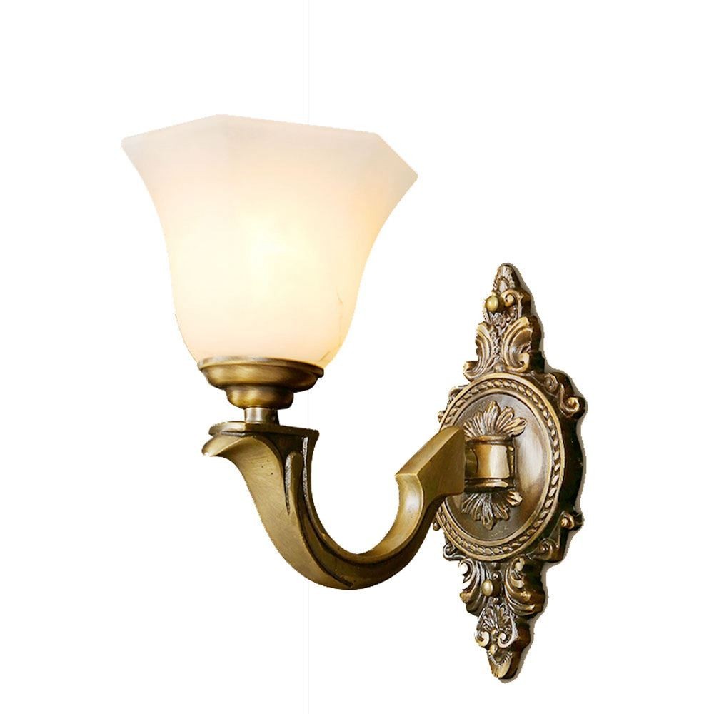 American Copper Bedroom Bedside Wall Light European Garden Corridor Glass Wall Lamps Villa Balcony Bathroom Wall Sconces