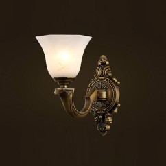 American Copper Bedroom Bedside Wall Light European Garden Corridor Glass Wall Lamps Villa Balcony Bathroom Wall Sconces