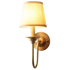 Pure Copper Living Room Wall Lamp American Royal Copper Fabric Bedroom Wall Sconce Background Corridor Wall Lamp