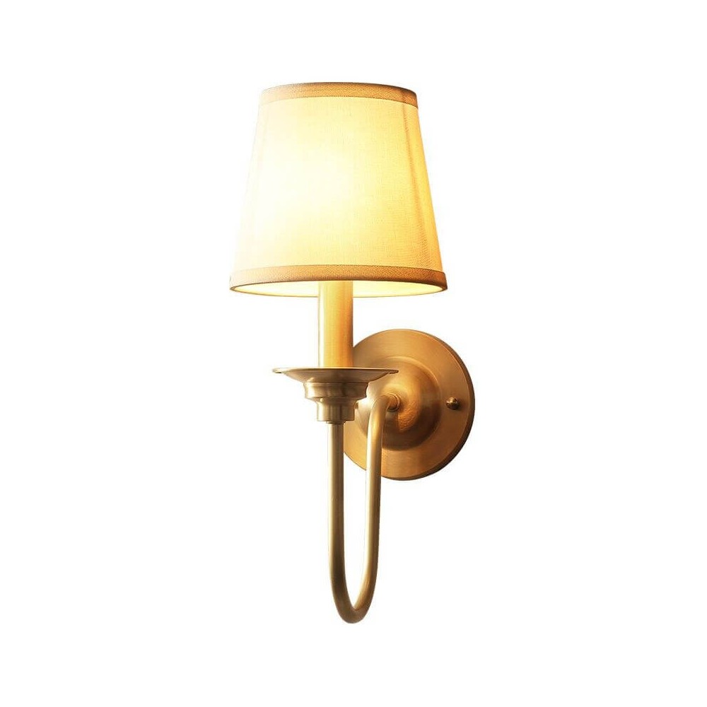 Pure Copper Living Room Wall Lamp American Royal Copper Fabric Bedroom Wall Sconce Background Corridor Wall Lamp