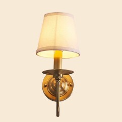 Pure Copper Living Room Wall Lamp American Royal Copper Fabric Bedroom Wall Sconce Background Corridor Wall Lamp