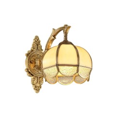 Copper Glass Living Room Wall Lamp Villa Royal Brass Bedroom Wall Sconces TV Background Corridor Wall Lamps