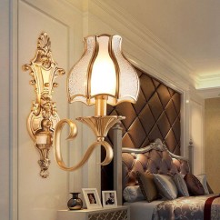 Copper Living Room Wall Lamp Umbrella Villa American Royal Copper Bedroom Wall Sconces Corridor Wall Lighting