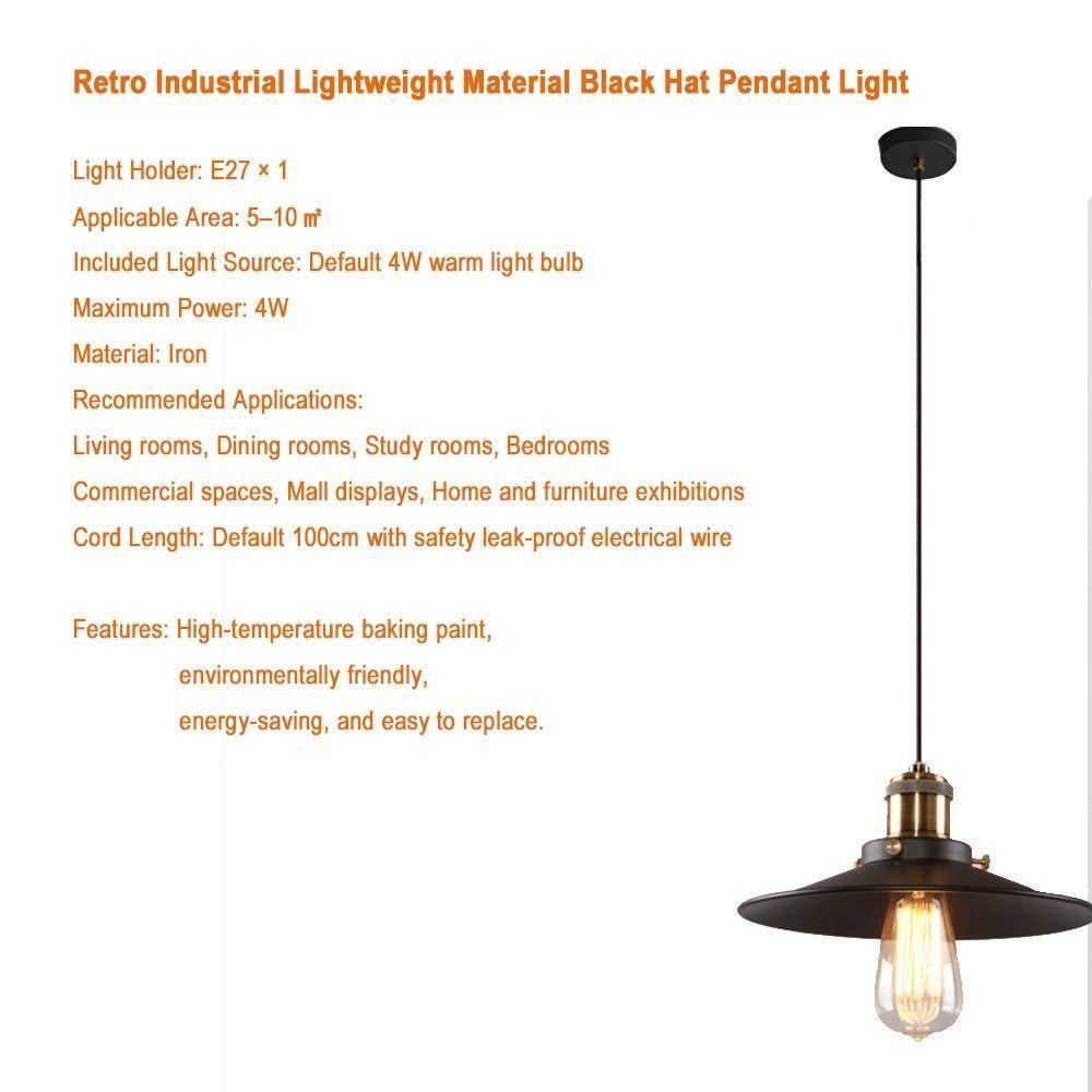 Retro Industrial Pendant Light, Perfect for Dining and Living Rooms, E27 Light Source, Max 4W