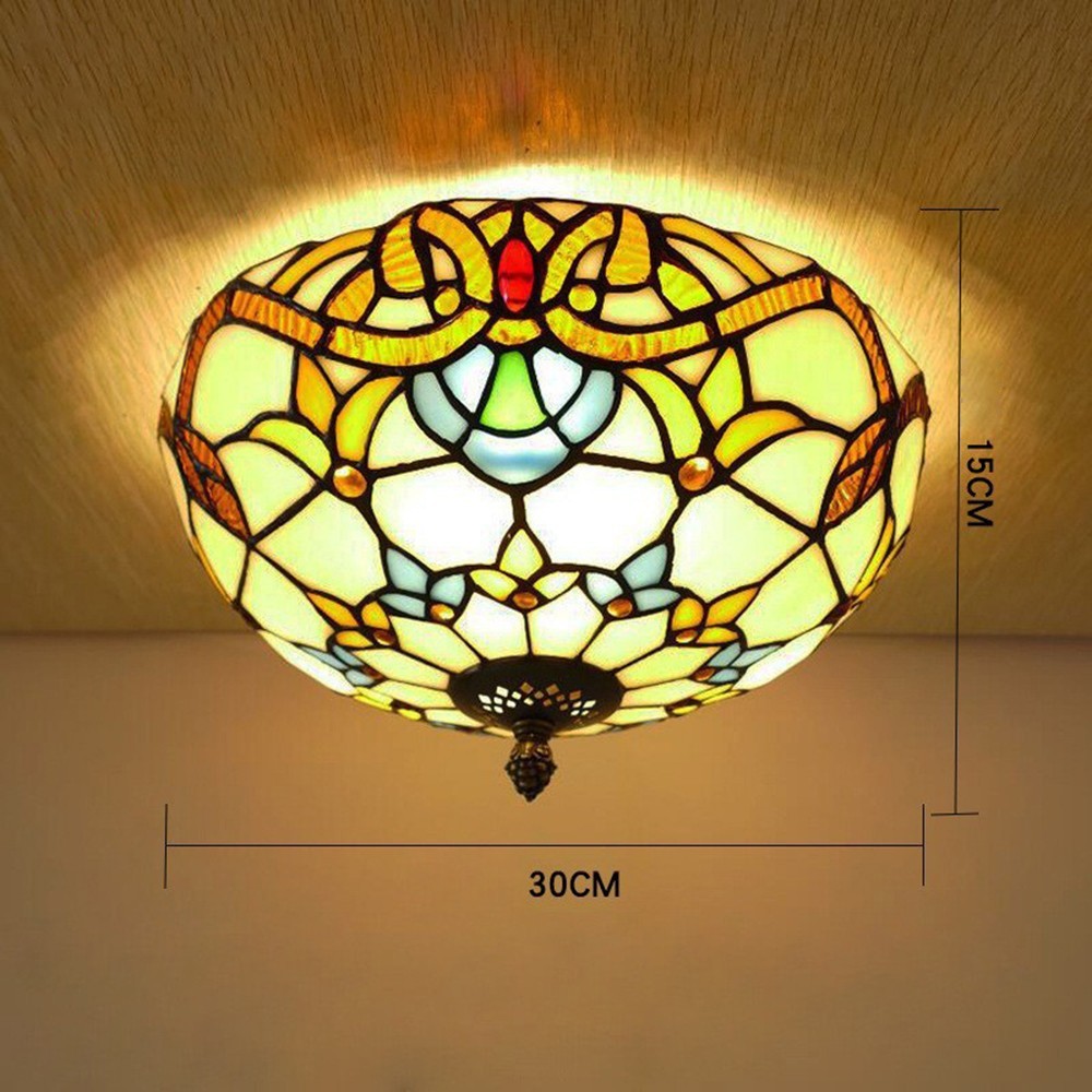 Tiffany-style Stained Glass Pendant Light, E27 Light Source, Perfect for Dining and Living Rooms