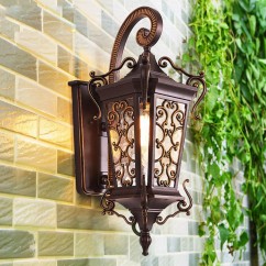 Outdoor Villa Porch Wall Lights Luxury 22.8" Retro Waterproof Garden Wall Sconces