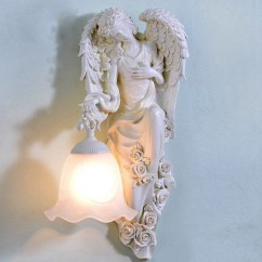 Resin Wings Angel Corridor Wall Lamp Bedroom Bedsides Goddess Wall Sconce Glass lampshade Balcony Porch Hallway lamps