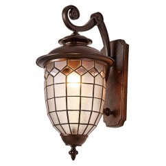 Bronze Outdoor Porch Wall Lights Water-Proof Garden White rhomboids Glass Corridor Hallway Balcony Wall Lighting