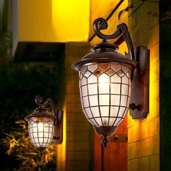 Bronze Outdoor Porch Wall Lights Water-Proof Garden White rhomboids Glass Corridor Hallway Balcony Wall Lighting