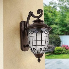 Bronze Outdoor Porch Wall Lights Water-Proof Garden White rhomboids Glass Corridor Hallway Balcony Wall Lighting