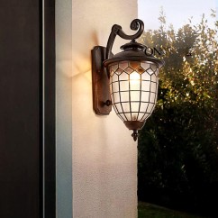 Bronze Outdoor Porch Wall Lights Water-Proof Garden White rhomboids Glass Corridor Hallway Balcony Wall Lighting