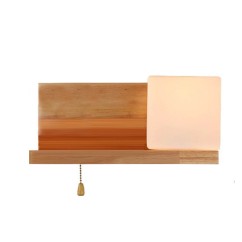 Wood Glass Wall Lights Nordic Simple Wall Lamp With Rope Switch Bedroom Bedsides Corridor Hallway