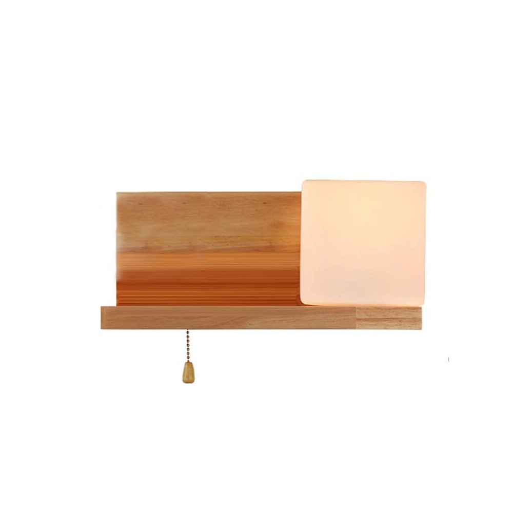 Wood Glass Wall Lights Nordic Simple Wall Lamp With Rope Switch Bedroom Bedsides Corridor Hallway