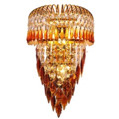 Crystal Leaf Wall Lights Bedroom Bedsides Corridor Wall Sconce Lamp European Palace Style Gold