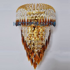 Crystal Leaf Wall Lights Bedroom Bedsides Corridor Wall Sconce Lamp European Palace Style Gold