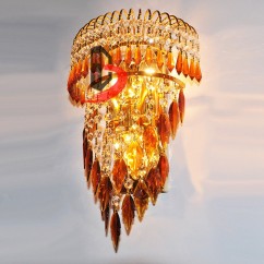 Crystal Leaf Wall Lights Bedroom Bedsides Corridor Wall Sconce Lamp European Palace Style Gold