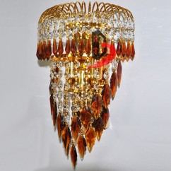 Crystal Leaf Wall Lights Bedroom Bedsides Corridor Wall Sconce Lamp European Palace Style Gold