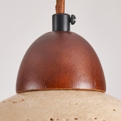 Modern Minimalist Pendant Light, Made of Natural Plaster and Wood, Ideal for Living Room and Bedroom