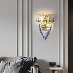 Modern Crystal Golden Crown Bedroom Bedsides Wall Lights Stair Corridor Mirror Front Wall Sconces Balcony Hallway Wall Lamps