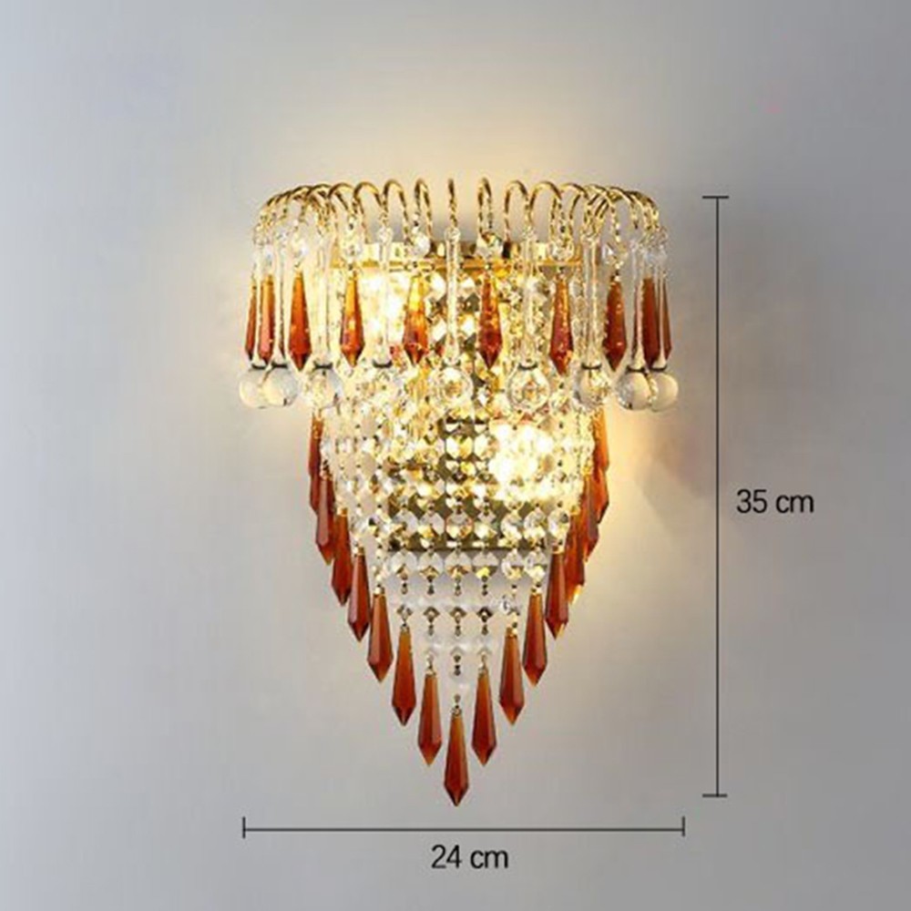 Modern Crystal Golden Crown Bedroom Bedsides Wall Lights Stair Corridor Mirror Front Wall Sconces Balcony Hallway Wall Lamps