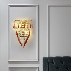 Modern Crystal Golden Crown Bedroom Bedsides Wall Lights Stair Corridor Mirror Front Wall Sconces Balcony Hallway Wall Lamps