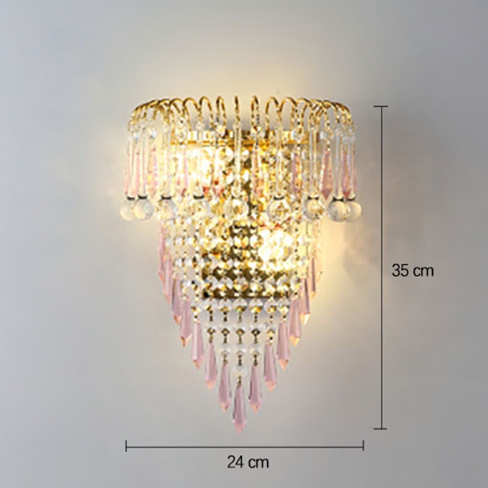 Modern Crystal Golden Crown Bedroom Bedsides Wall Lights Stair Corridor Mirror Front Wall Sconces Balcony Hallway Wall Lamps