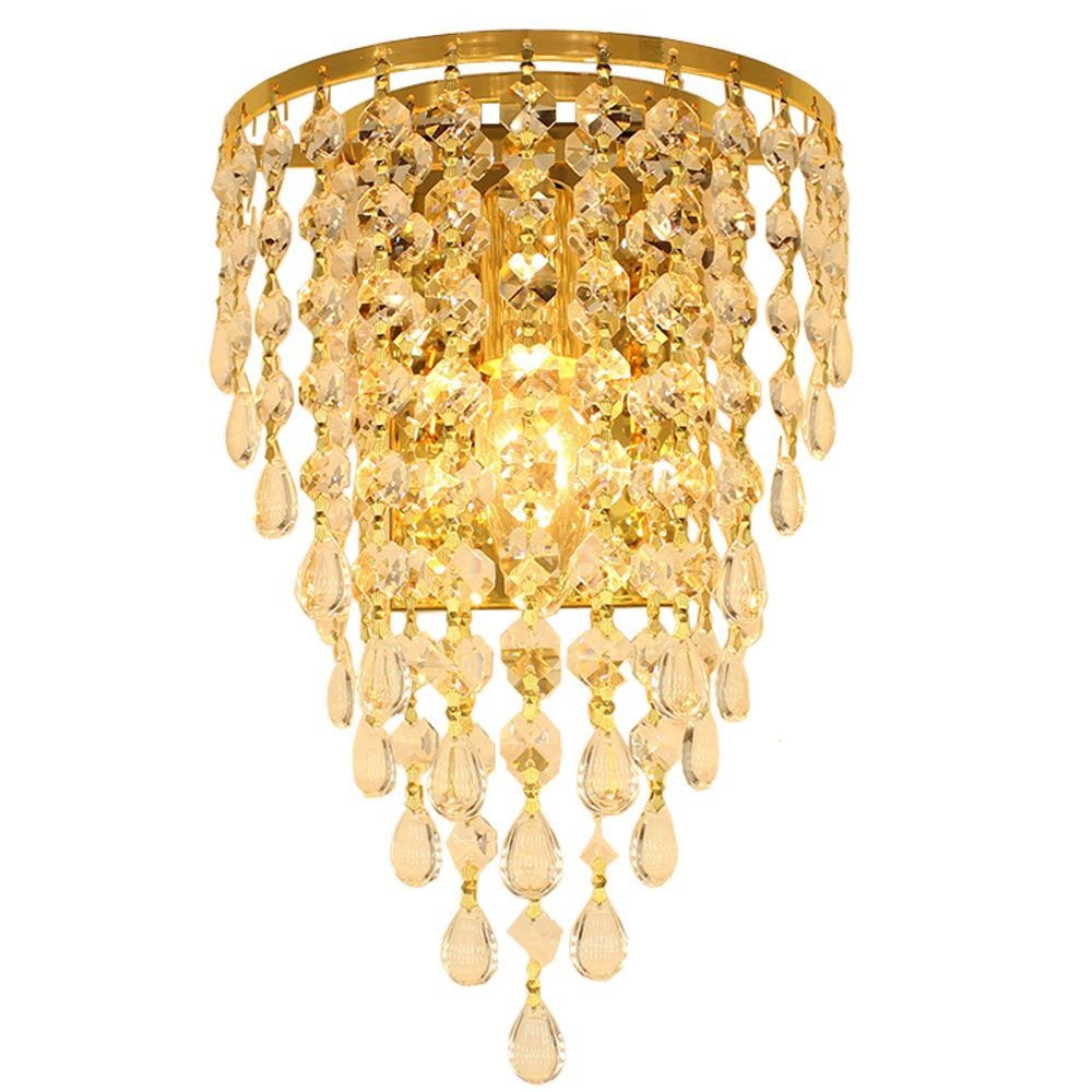 Golden TV Background Crystal Egg Hanging Wall Lights Bedroom Bedsides Corridor Luxury Wall Sconce European Living Room Wall lamp