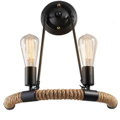 American Metal hemp rope Bar Counter Wall Lamp Stair Corridor Loft Balcony Wall Light Industrial project Wall Lamp