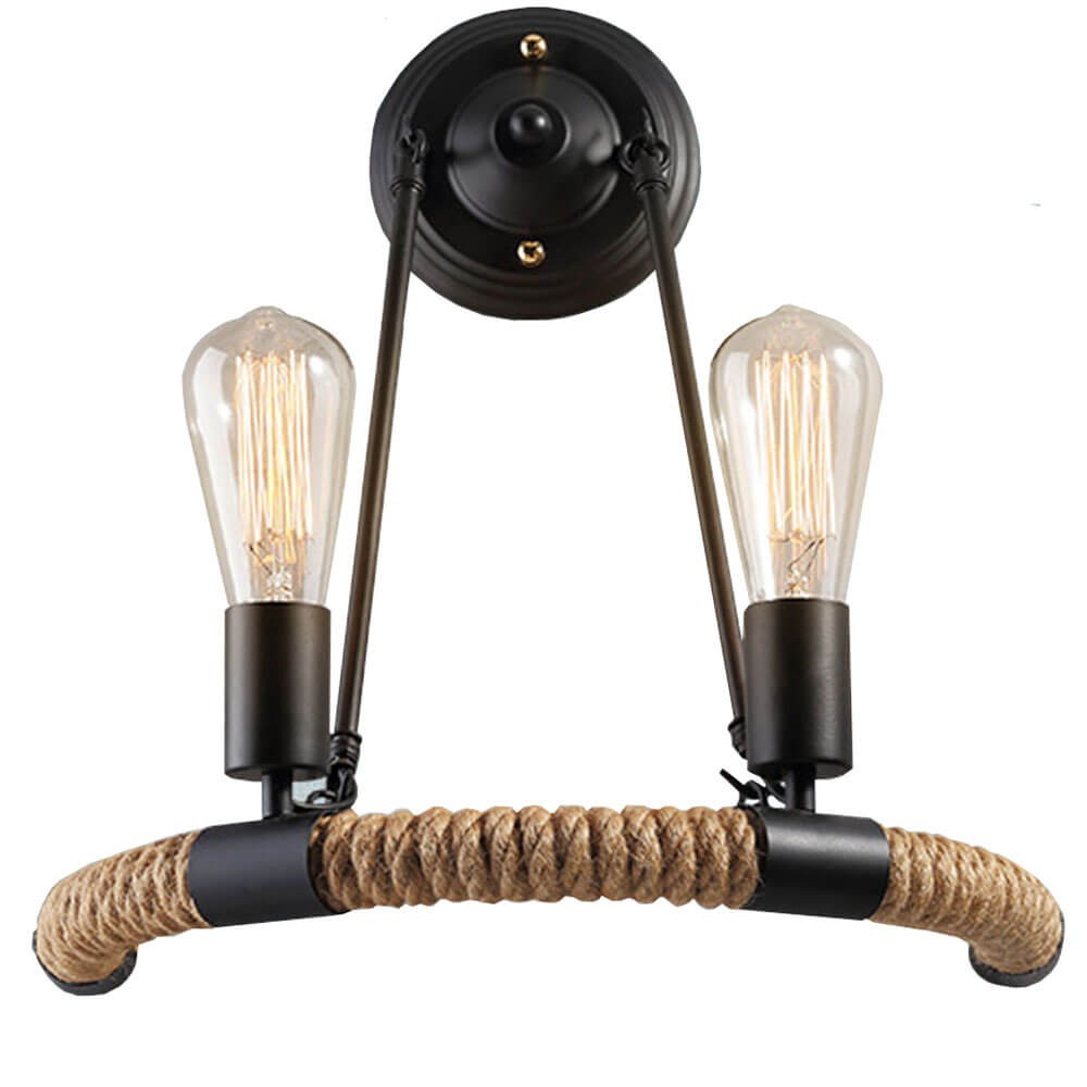 American Metal hemp rope Bar Counter Wall Lamp Stair Corridor Loft Balcony Wall Light Industrial project Wall Lamp