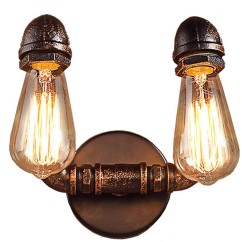 Antique Metal Tube Bar Counter Wall Light Stair Corridor American Country Rustic Balcony Wall Lamp Style Restaurant Wall Light