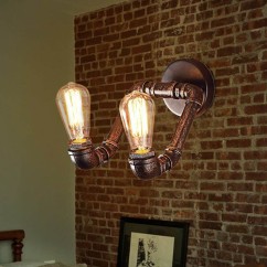 Antique Metal Tube Bar Counter Wall Light Stair Corridor American Country Rustic Balcony Wall Lamp Style Restaurant Wall Light