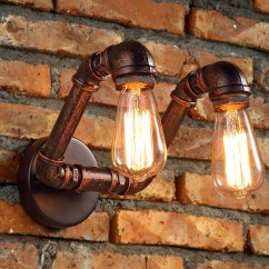 Antique Metal Tube Bar Counter Wall Light Stair Corridor American Country Rustic Balcony Wall Lamp Style Restaurant Wall Light