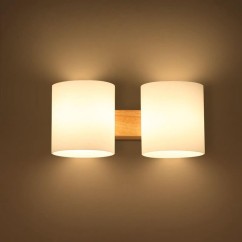 Modern Wooden Glass Cylinder Bedroom Bedsides Wall Lamp Corridor Balcony Hallway Wall Lighting Fixtures