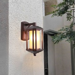 Rose Gold Outdoor Porch Wall Lights Garden Wall Sconces Tawny Striped Cylinder Glass Shade Corridor Hallway Balcony Wall Lamp