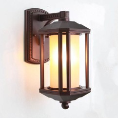 Rose Gold Outdoor Porch Wall Lights Garden Wall Sconces Tawny Striped Cylinder Glass Shade Corridor Hallway Balcony Wall Lamp