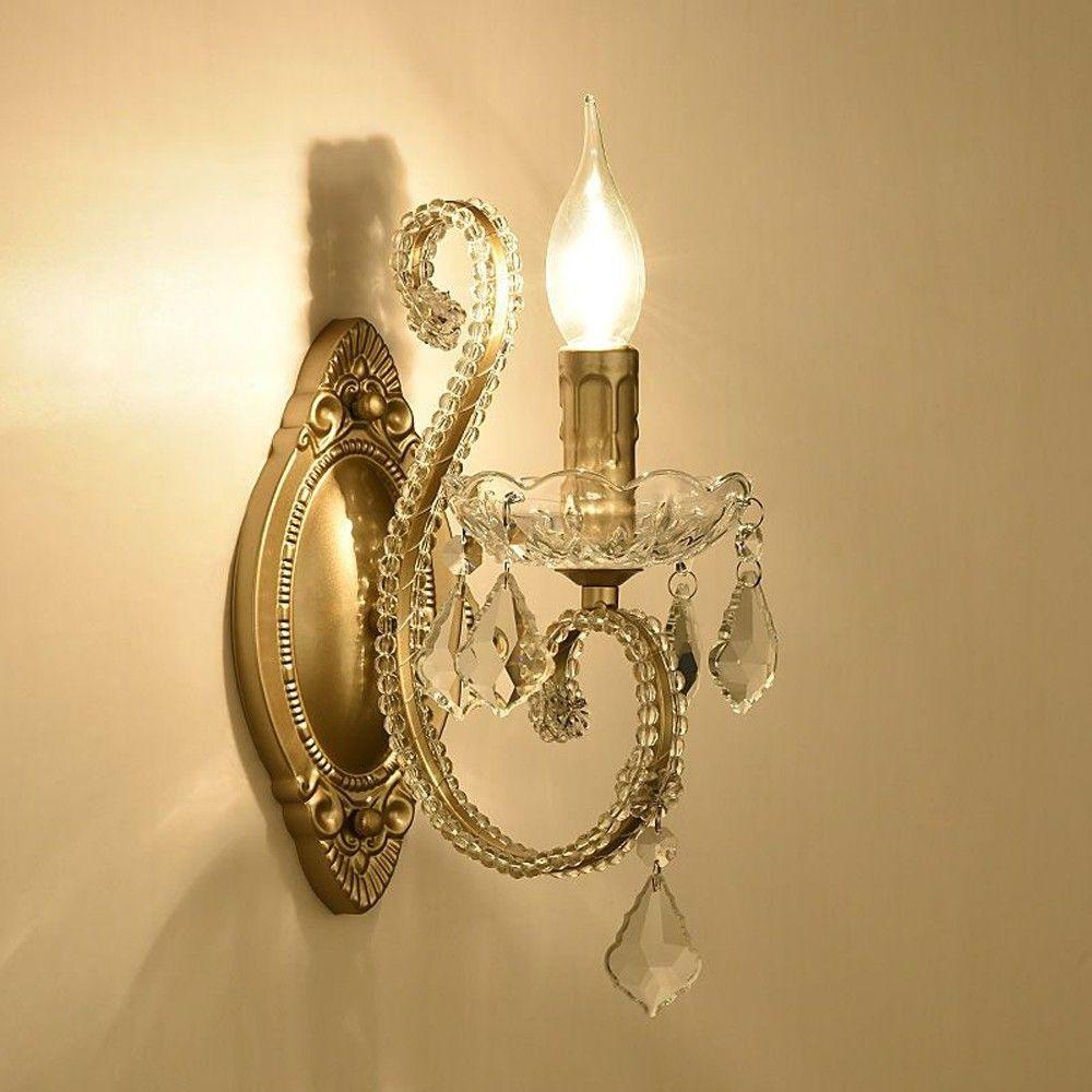 Corridor Crystal Wall Lamp French Bedroom Wall Lighting American Balcony Living Room Wall Sconces