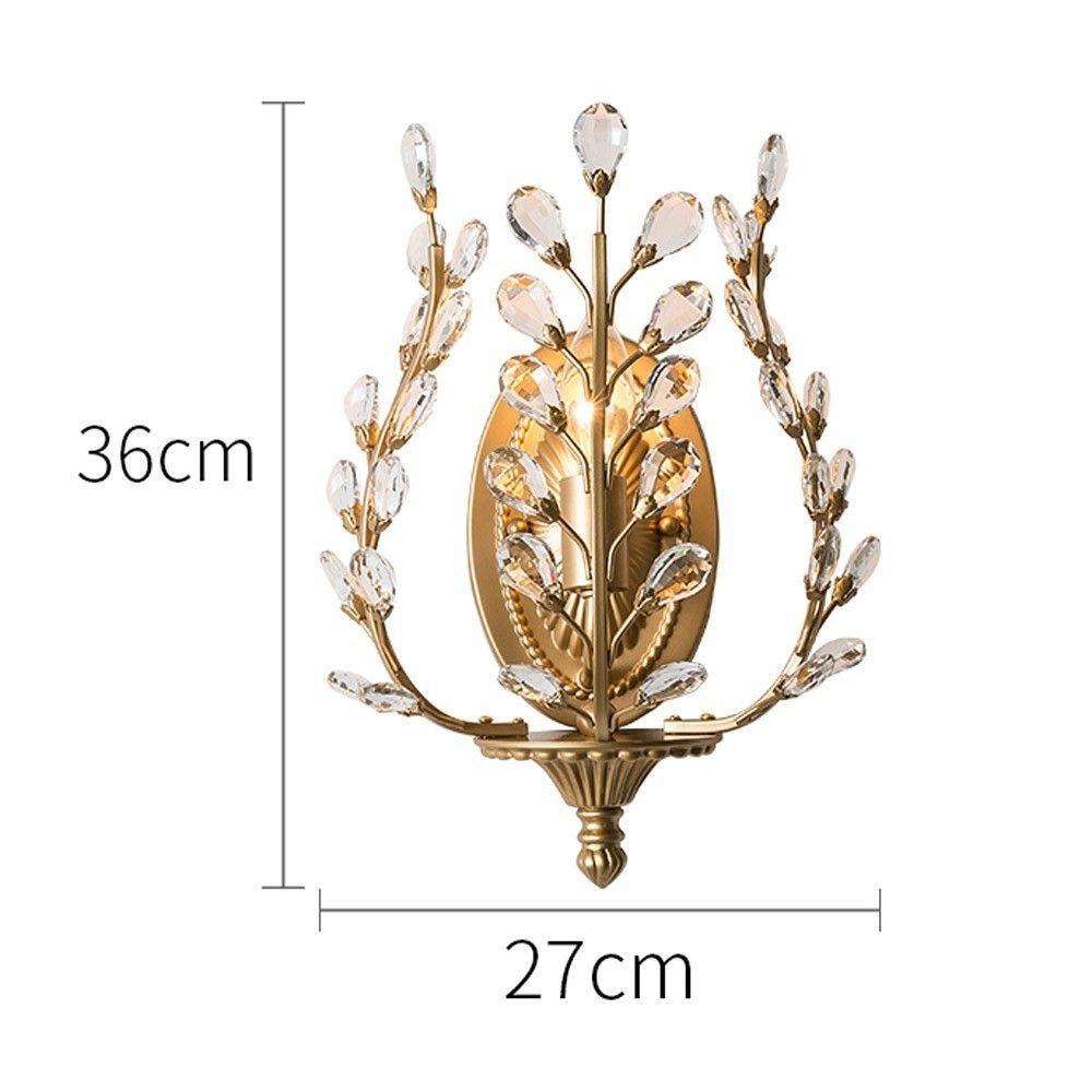 Crystal Branch Wall Lamp American Village Wrought Iron Wall Light Cafe Bedroom Bedside Corridor Wall Lighting