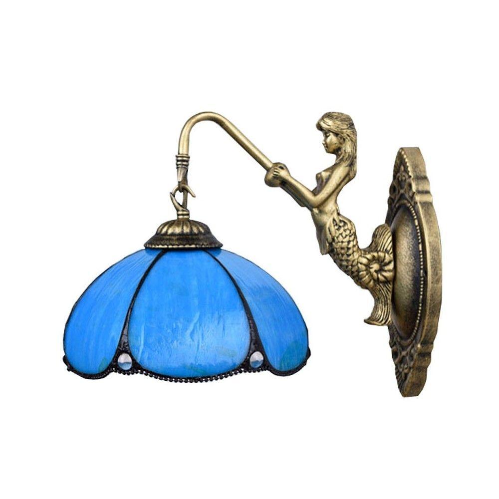 Tiffany Resin Mermaid Glass Corridor Wall Lamps Stair Case Bronze Bedroom Bedsides Wall Sconce Balcony Wall Lighting Fixtures