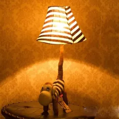 Fabric Animal Table Lamp Cartoon Style Monkey Cat Bedside Night Desk Light