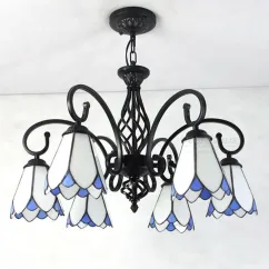 Mediterranean Tiffany Restaurant Chandelier Vintage Living Room Hanging Light Lamp Bedroom Drop Lighting Lamp