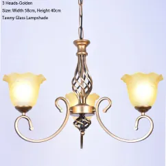 Luxury European Living Room Chandelier Study Room Metal Chain Hanging Lamp Glass Lampshade Parlor Chandelier Lightings