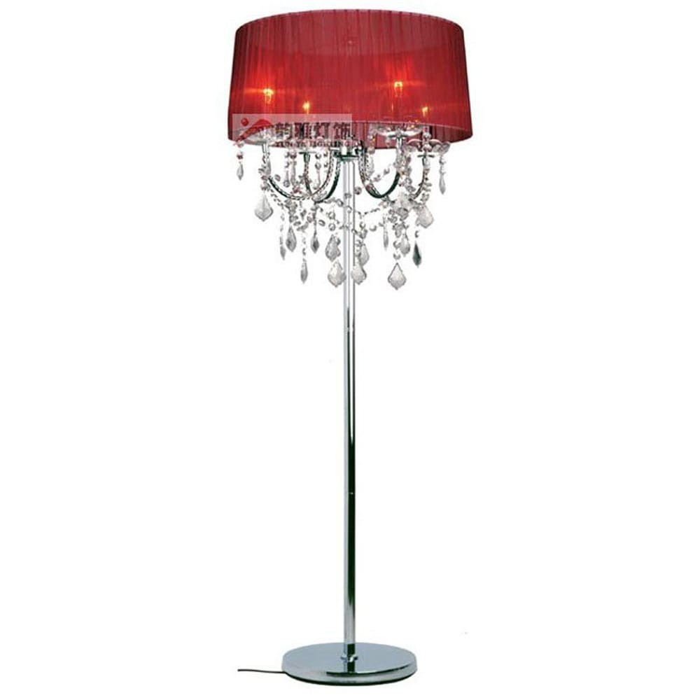 Modern Crystal Living Room Floor Lamp European Fabric Lampshade crystal hanging Bedroom Bedsides crystal Floor Lighting Fixtures