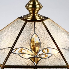 Pure Copper Living Room Chandelier Study Room diamond Glass Shade Copper Pendant Lamp Bedroom Carved Hanging Light