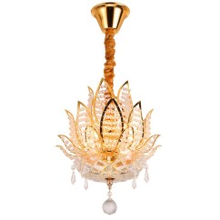 Modern Luxury Crystal Golden Lotus Corridor Pendant Lights Balcony Pendent Lamps European Hallway Pendant Lighting Fixtures