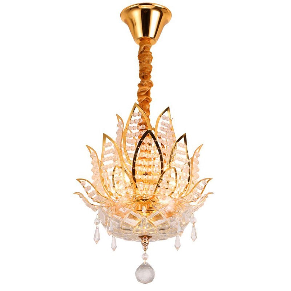 Modern Luxury Crystal Golden Lotus Corridor Pendant Lights Balcony Pendent Lamps European Hallway Pendant Lighting Fixtures