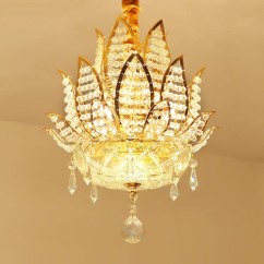 Modern Luxury Crystal Golden Lotus Corridor Pendant Lights Balcony Pendent Lamps European Hallway Pendant Lighting Fixtures