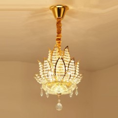 Modern Luxury Crystal Golden Lotus Corridor Pendant Lights Balcony Pendent Lamps European Hallway Pendant Lighting Fixtures