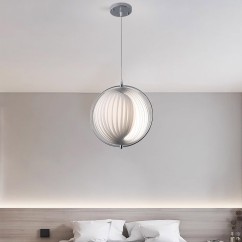 White Restaurant Ceiling Pendant Lamp Foldable Pleated Minimalist Sofa Nordic Style Bedside Atmosphere Hanging Light